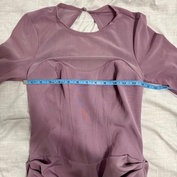 NWOT! ASOS Design Mauve Corset Mesh Sleeves Drape Mini Dress Size 4 - Picture 9 of 11